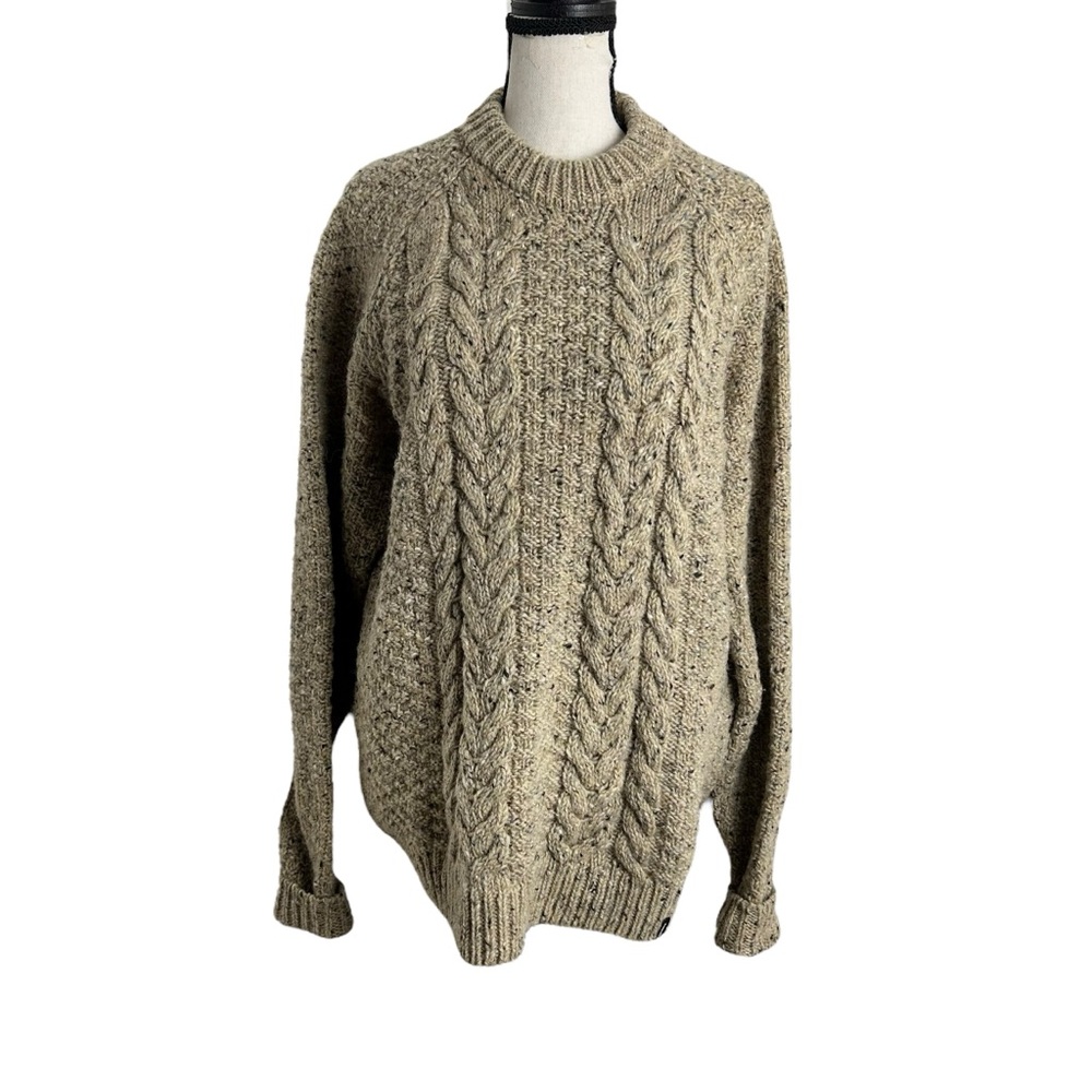 Finisterre Fisherman's Cable Knit Wool Sweater Small/ Med Tan unisex